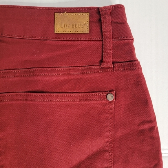 Judy Blue Jeans Sz 14 W High Rise Stretch Skinny Fit  Terracotta Burgundy - Picture 2 of 10